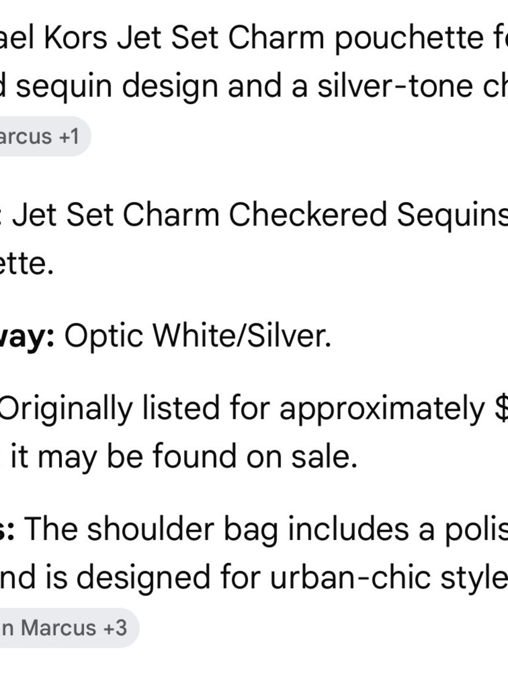 MICHAEL Michael Kors Optic White and Silver Shoulder Bag NWT Jet Set - Picture 3 of 6